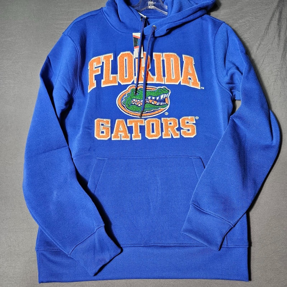 Florida Gators NCAA Royal Blue Chenille Logo Pullover Hoodie Mens Medium NWT